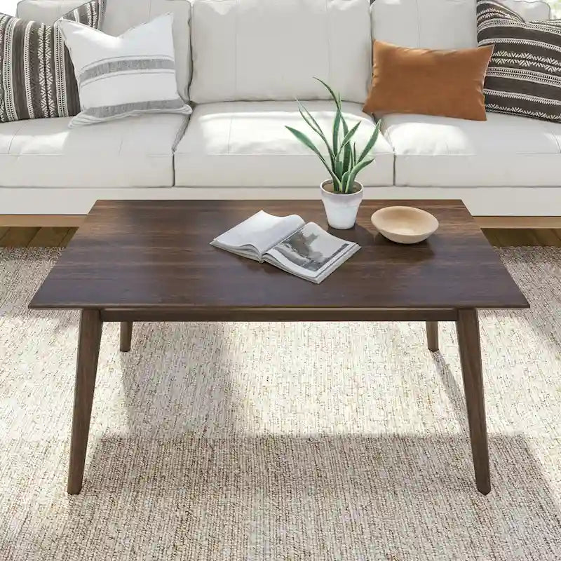 Table basse rectangulaire en bois massif de style Mid-Century pour salon