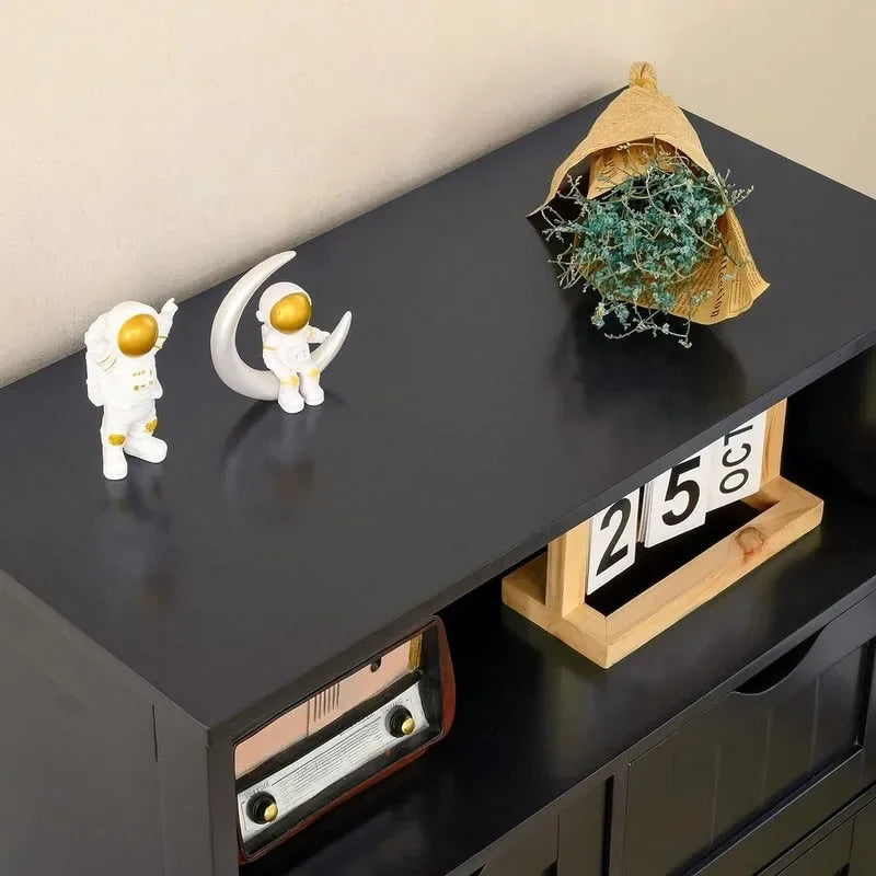 Meuble de Rangement au Sol avec 2 Portes, Étagère Ouverte et 2 Tiroirs
