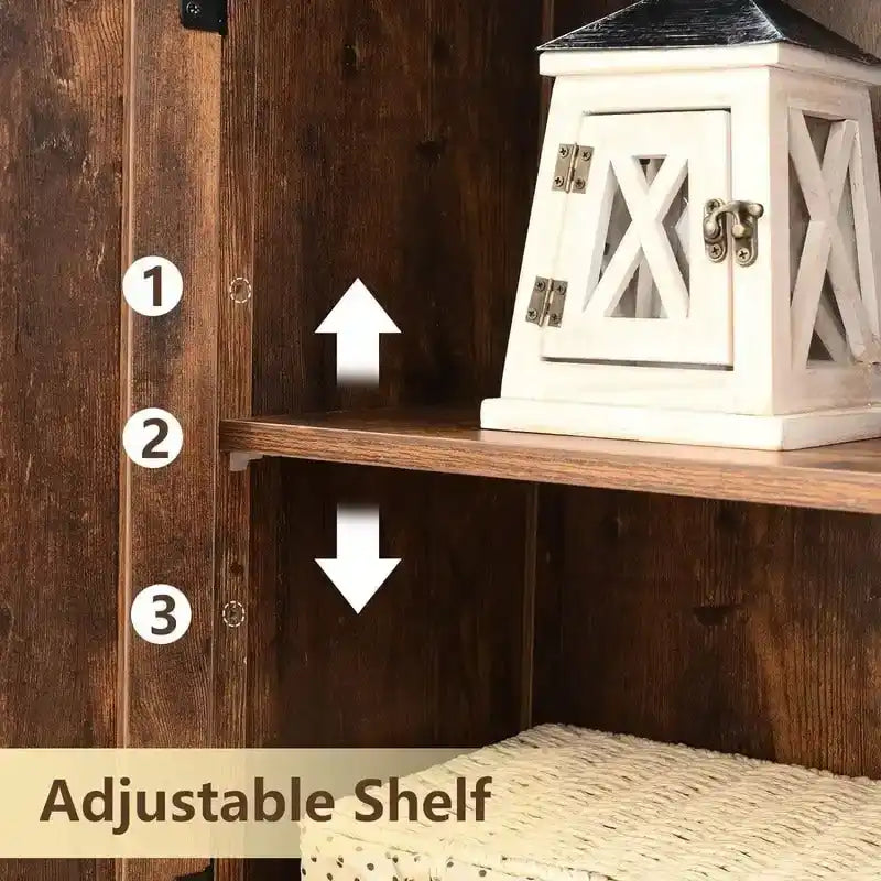 Meuble de Rangement au Sol avec 2 Portes, Étagère Ouverte et 2 Tiroirs