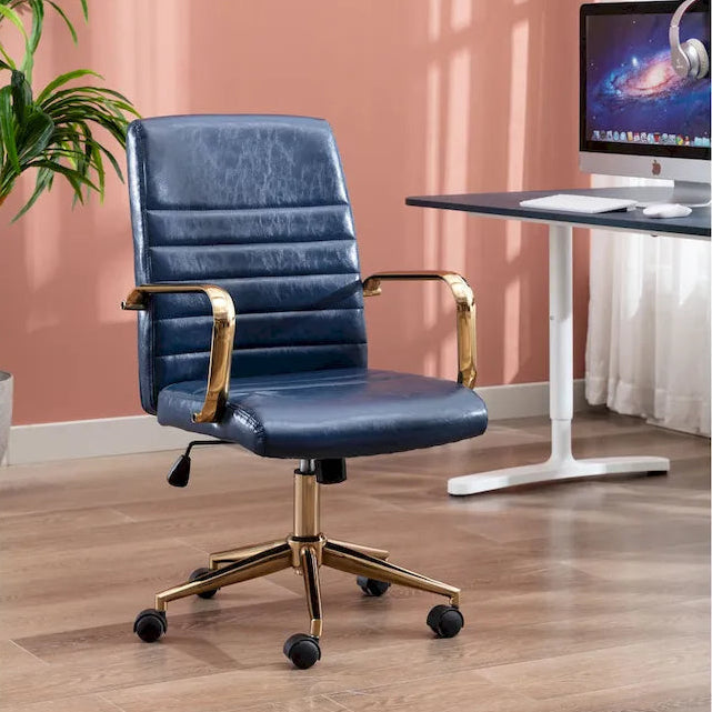 Porthos Home Franco Swivel Office Chair, PU Leather, Roller Wheels