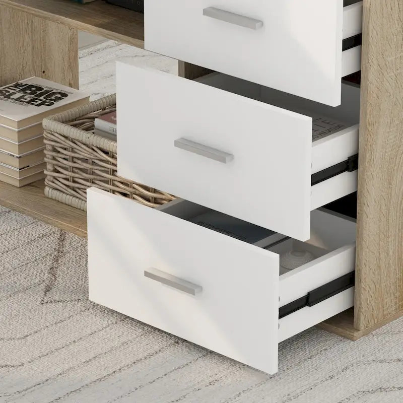 Bureau d'angle en L de 55 pouces avec tiroir et étagère de rangement