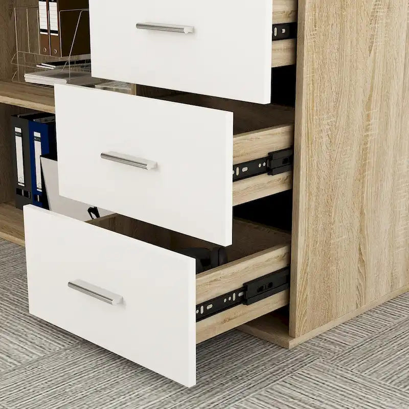 Bureau d'angle en L de 55 pouces avec tiroir et étagère de rangement