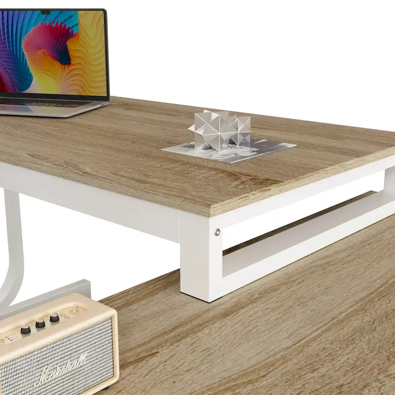 Bureau d'angle en L de 55 pouces avec tiroir et étagère de rangement