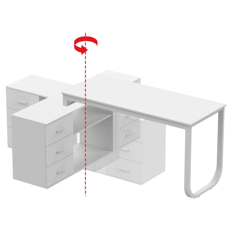 Bureau d'angle en L de 55 pouces avec tiroir et étagère de rangement