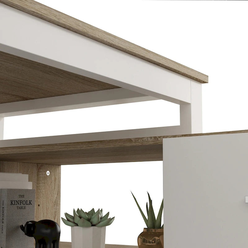 Bureau d'angle en L de 55 pouces avec tiroir et étagère de rangement