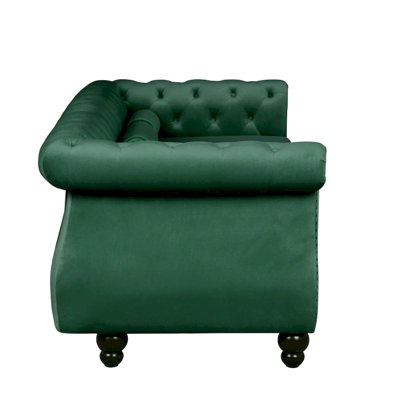 Canapé fixe Mid-Century Modern avec dossier capitonné et coussins à ressorts ensachés