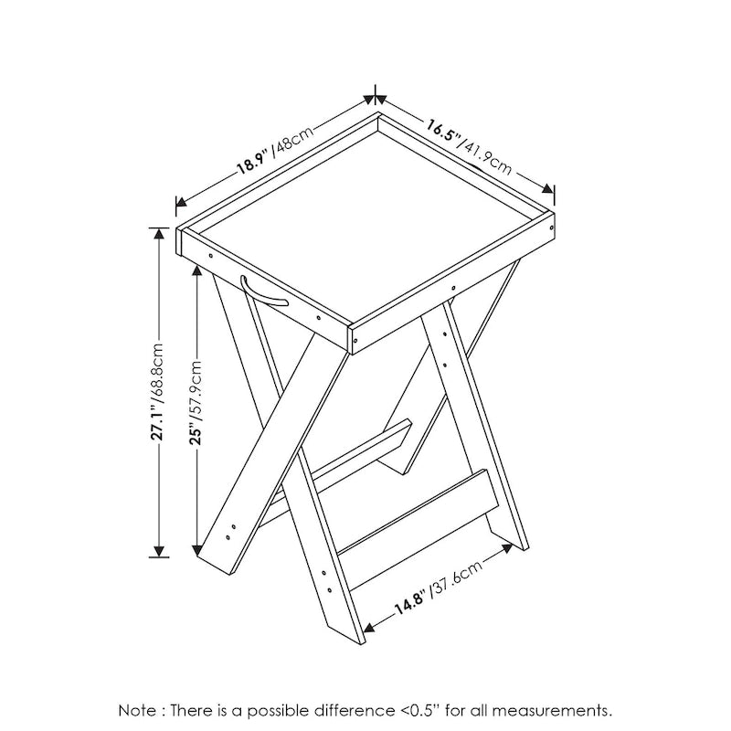 Table d'appoint classique avec plateau amovible et base en X