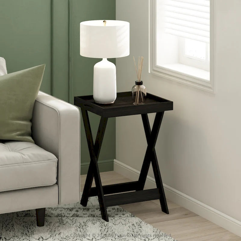 Table d'appoint classique avec plateau amovible et base en X