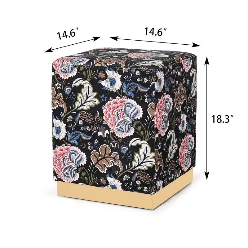 Tabouret ottoman carré en velours avec piètement doré