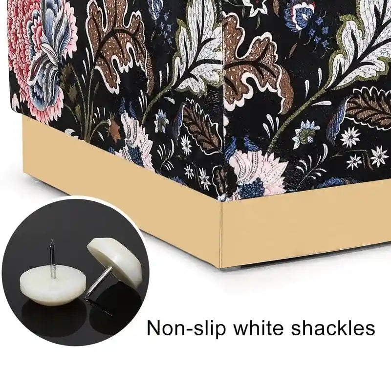 Tabouret ottoman carré en velours avec piètement doré