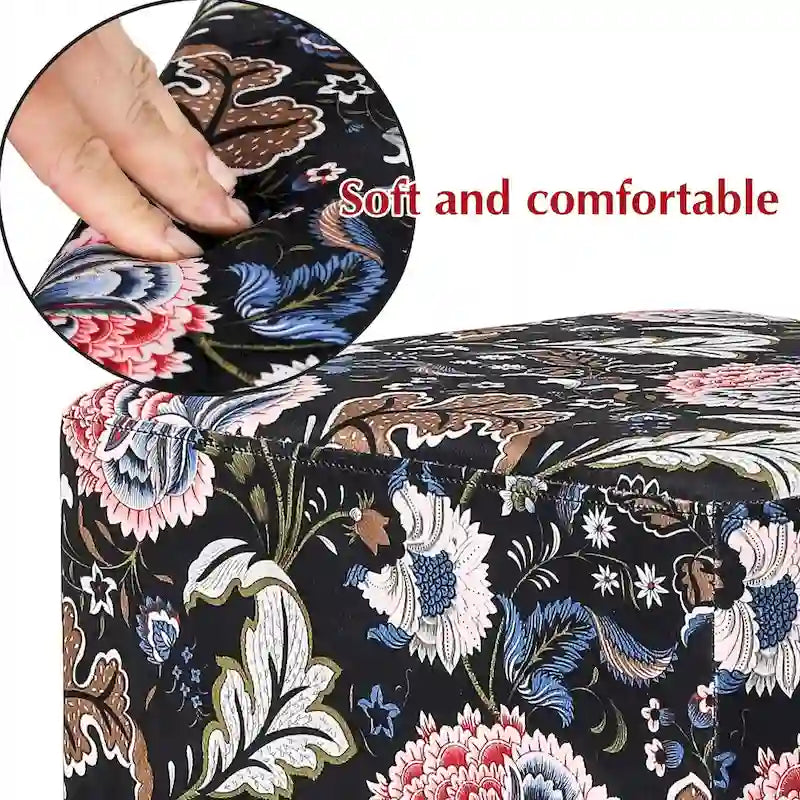 Tabouret ottoman carré en velours avec piètement doré