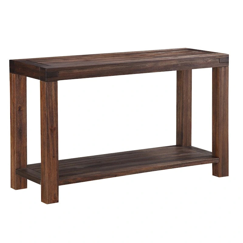 Console en bois massif au fini rustique brun brique