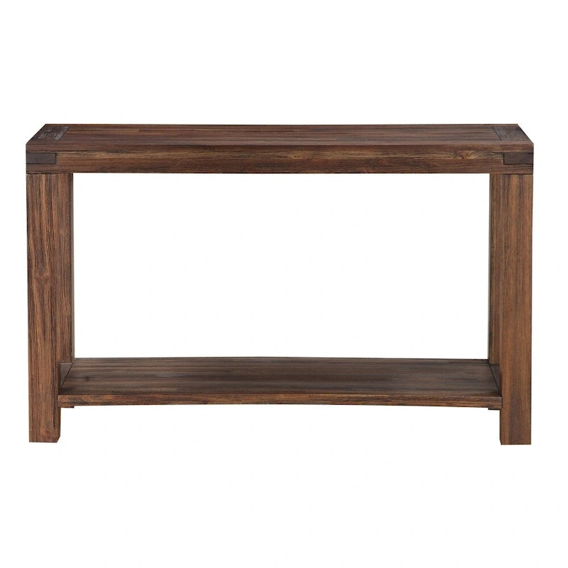 Console en bois massif au fini rustique brun brique