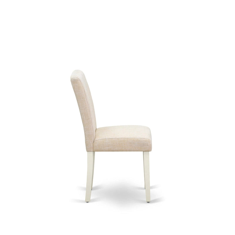 Table de salle à manger et de cuisine ronde à pied central en bois d'hévéa blanc lin