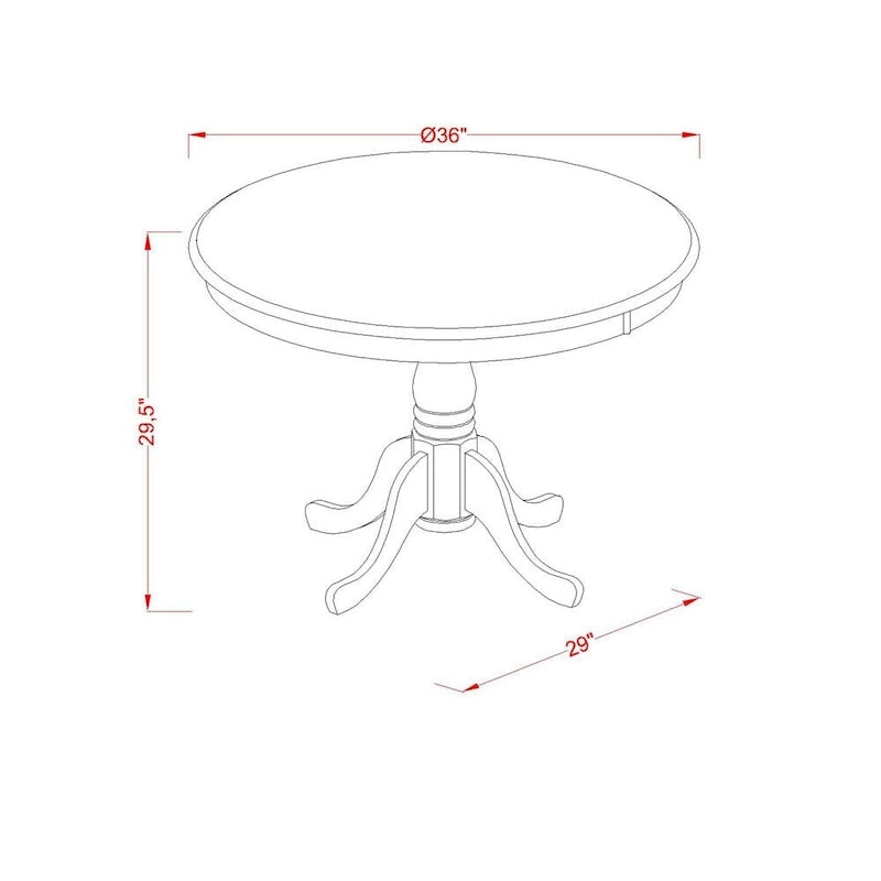 Table de salle à manger et de cuisine ronde à pied central en bois d'hévéa blanc lin