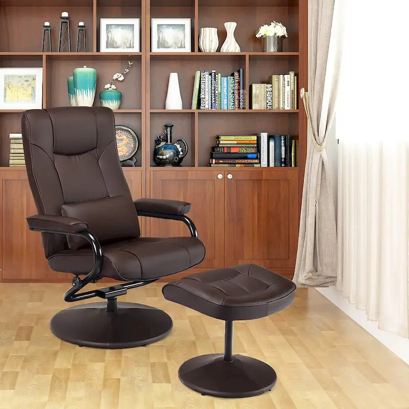 Fauteuil inclinable en cuir PU pivotant à 360 degrés avec repose-pieds
