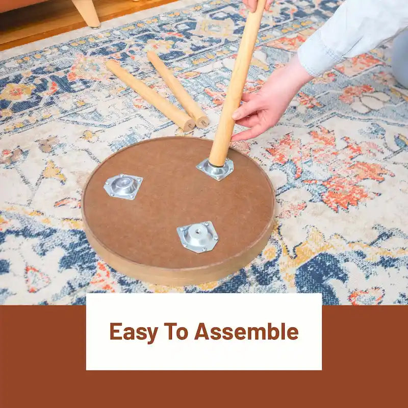 Table basse gigogne ronde avec plateau amovible et pieds en hêtre