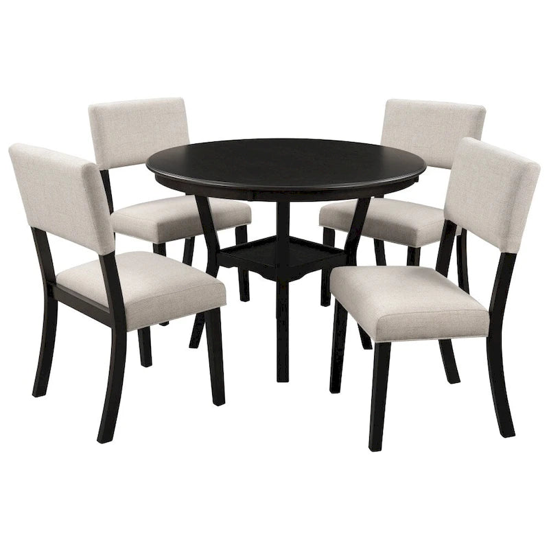 Table de cuisine avec étagère inférieure, finition laquée expresso