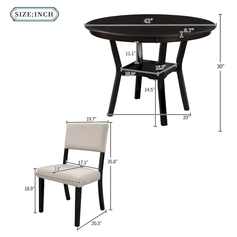 Table de cuisine avec étagère inférieure, finition laquée expresso