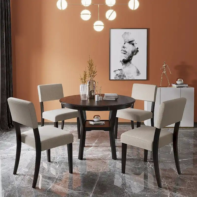 Table de cuisine avec étagère inférieure, finition laquée expresso