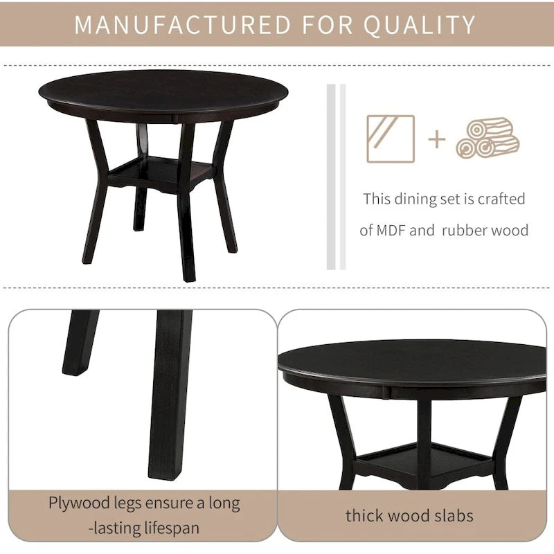 Table de cuisine avec étagère inférieure, finition laquée expresso
