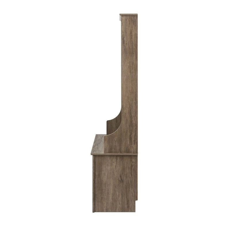 Meuble d'entrée gris avec casiers à chaussures, patères et banc de rangement