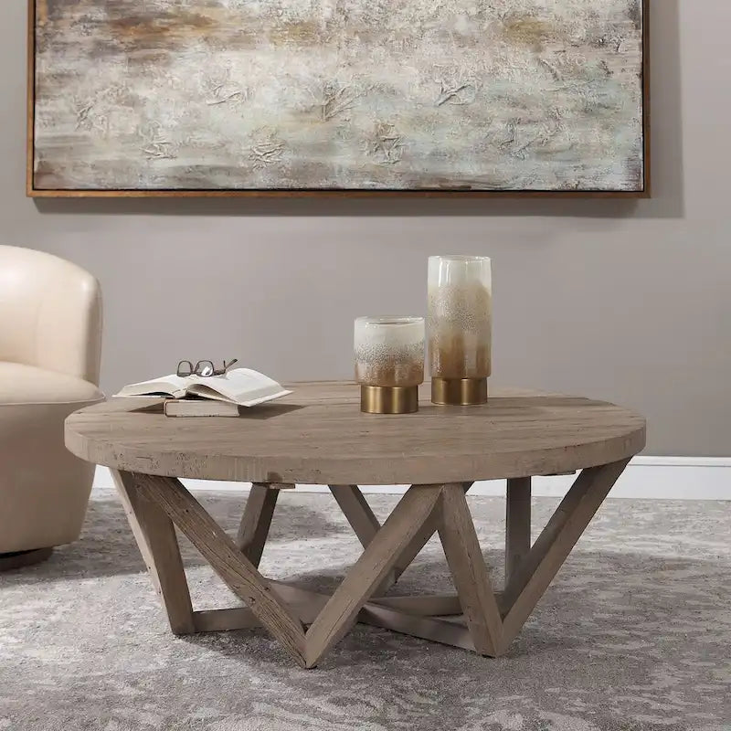 Table basse en bois de Java, diamètre 48