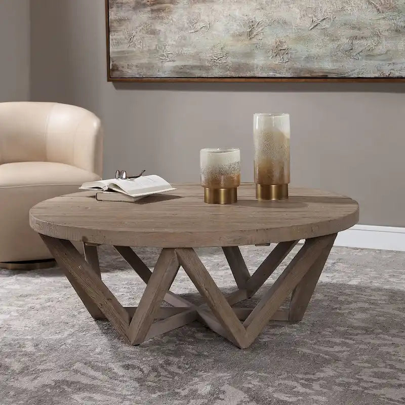 Table basse en bois de Java, diamètre 48
