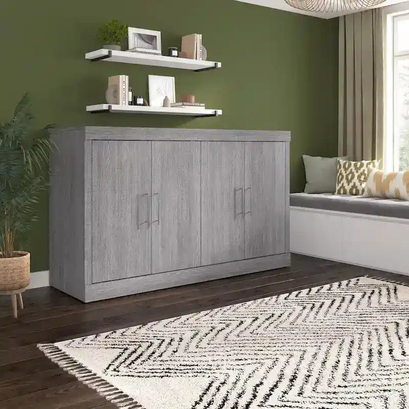 Lit-armoire Queen avec matelas pliant en mousse pour chambre d'amis