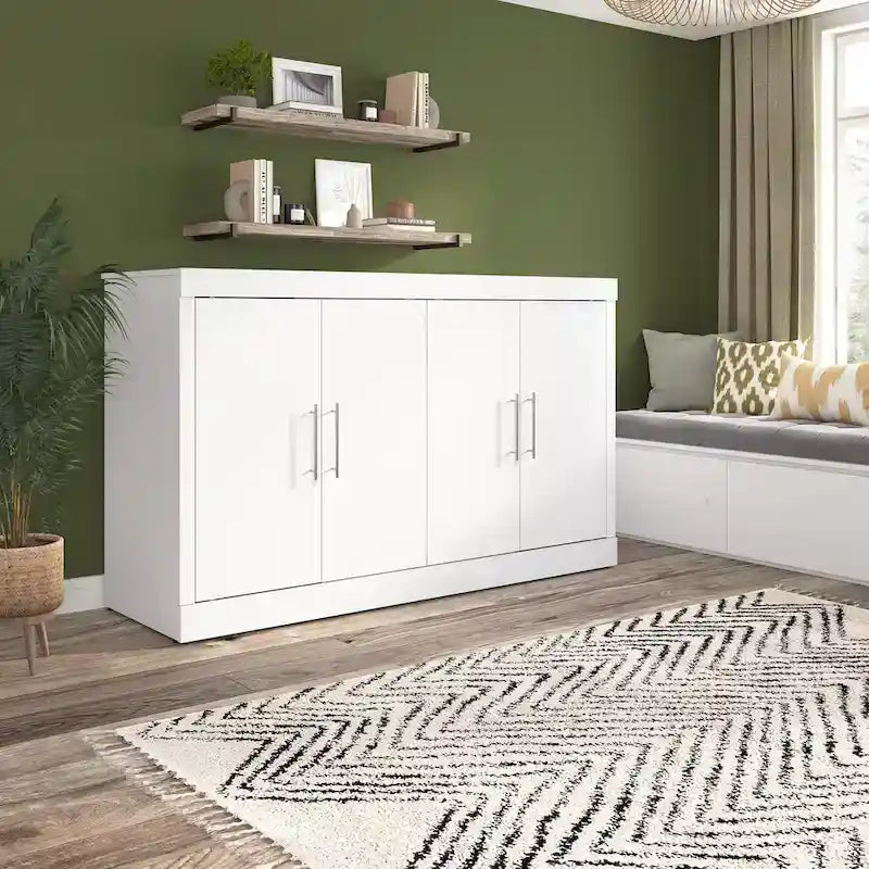 Lit-armoire Queen avec matelas pliant en mousse pour chambre d'amis