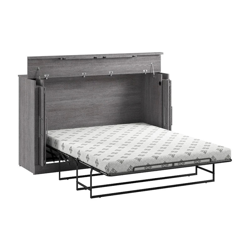 Lit-armoire Queen avec matelas pliant en mousse pour chambre d'amis