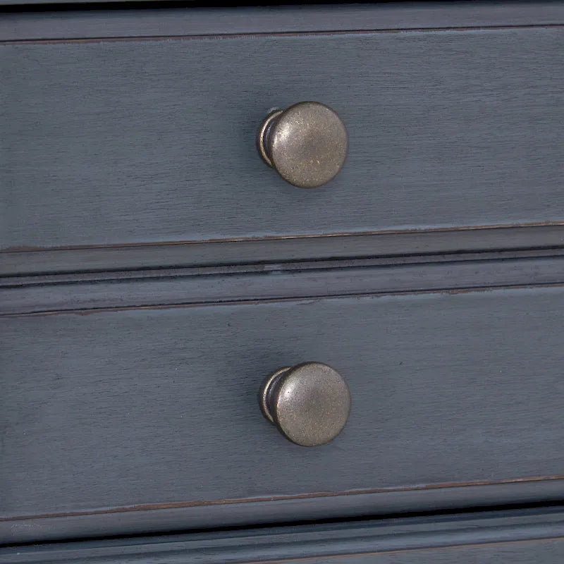 Commode 9 tiroirs bleue en velours côtelé avec tiroirs à fermeture douce et insert à bijoux