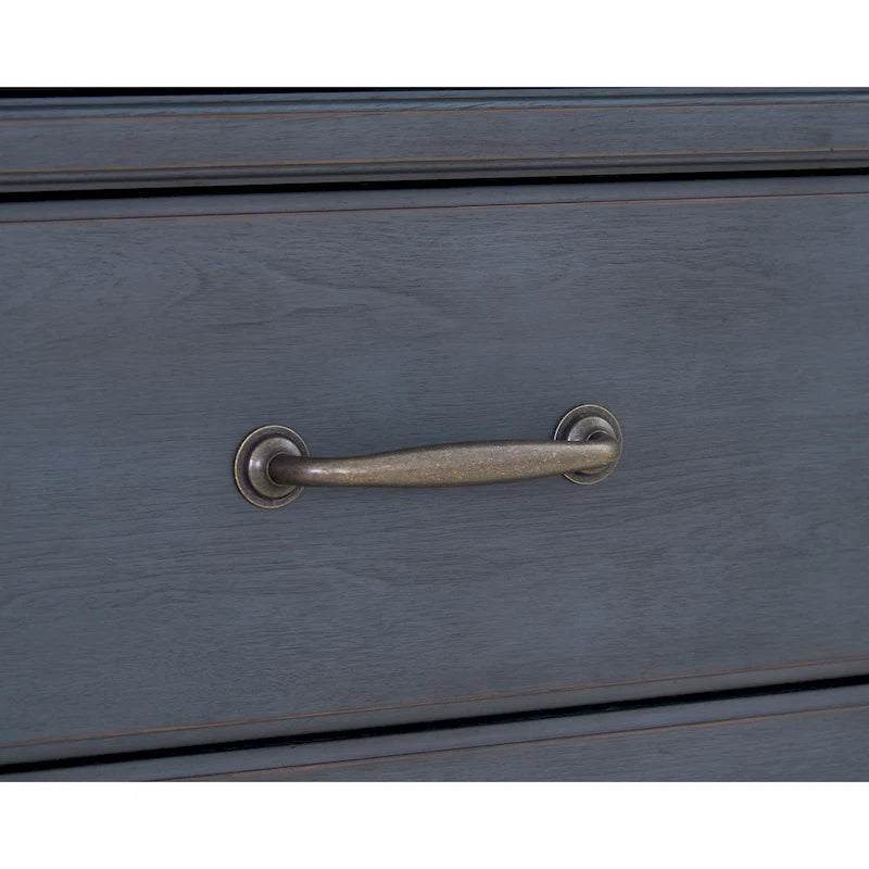 Commode 9 tiroirs bleue en velours côtelé avec tiroirs à fermeture douce et insert à bijoux
