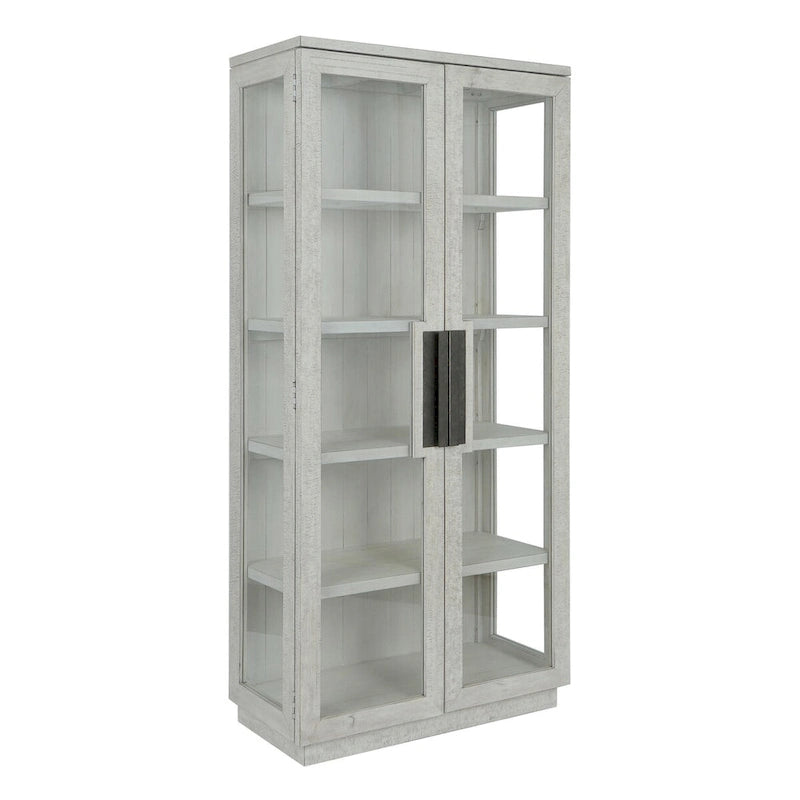 Meuble en pin recyclé avec portes en verre trempé et quincaillerie en laiton