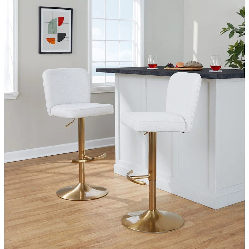 Tabouret de bar réglable avec repose-pieds arrondi en T et base pivotante