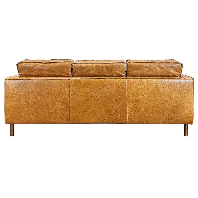 Canapé minimaliste en cuir de luxe naturel 78.8L x 35.5P x 33.5H