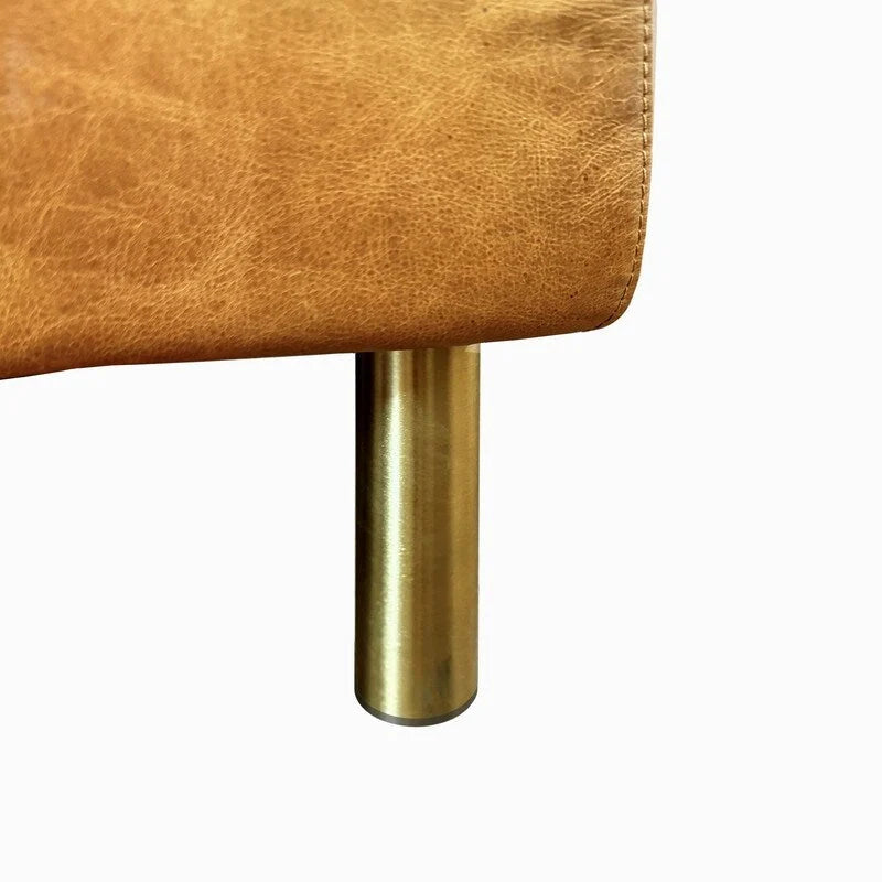Canapé minimaliste en cuir de luxe naturel 78.8L x 35.5P x 33.5H