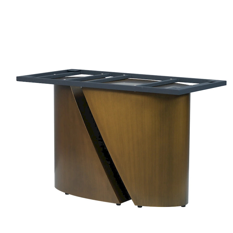 Table de salle à manger de cuisine moderne, plateau en pierre frittée, pieds en métal finition or