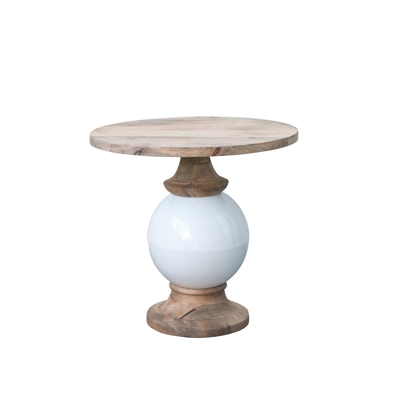Table d'appoint ronde en bois de manguier et métal