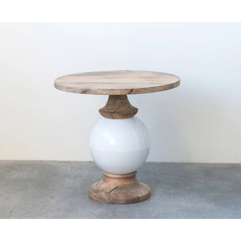 Table d'appoint ronde en bois de manguier et métal