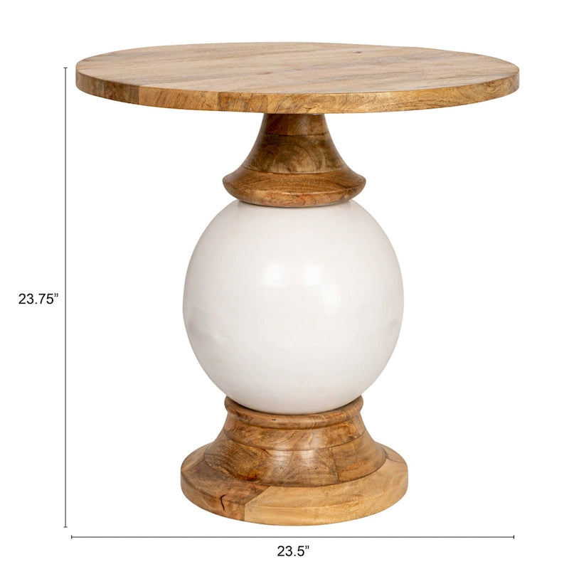 Table d'appoint ronde en bois de manguier et métal