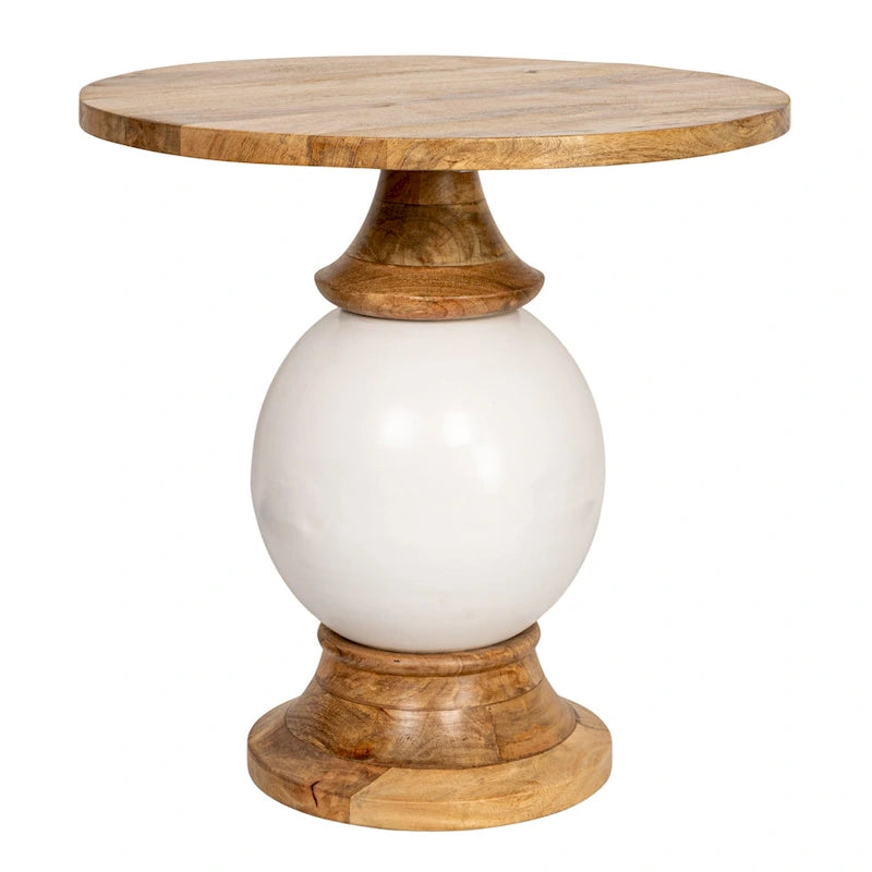 Table d'appoint ronde en bois de manguier et métal