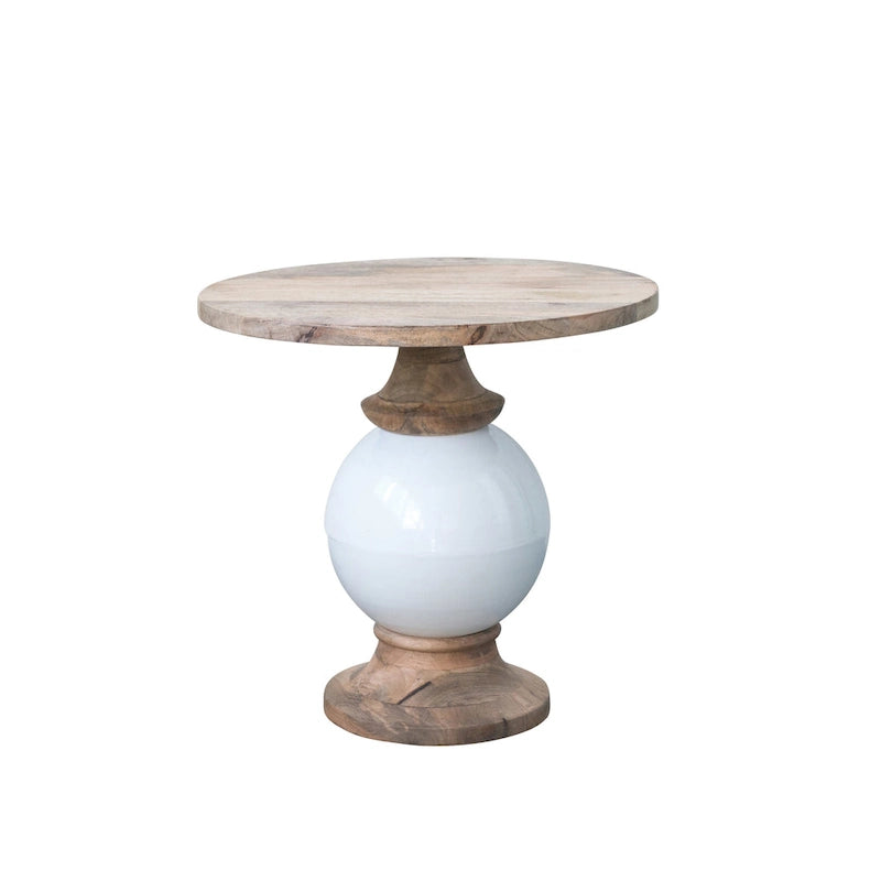 Table d'appoint ronde en bois de manguier et métal