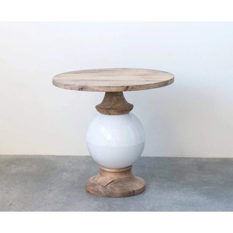 Table d'appoint ronde en bois de manguier et métal