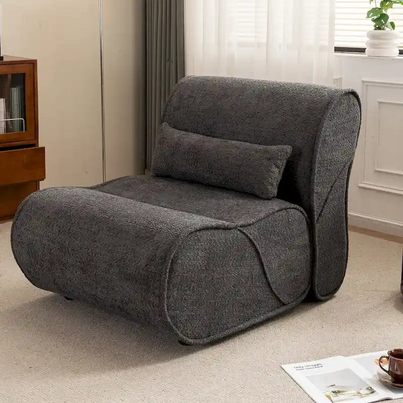 Fauteuil inclinable de salon en velours avec coussin lombaire