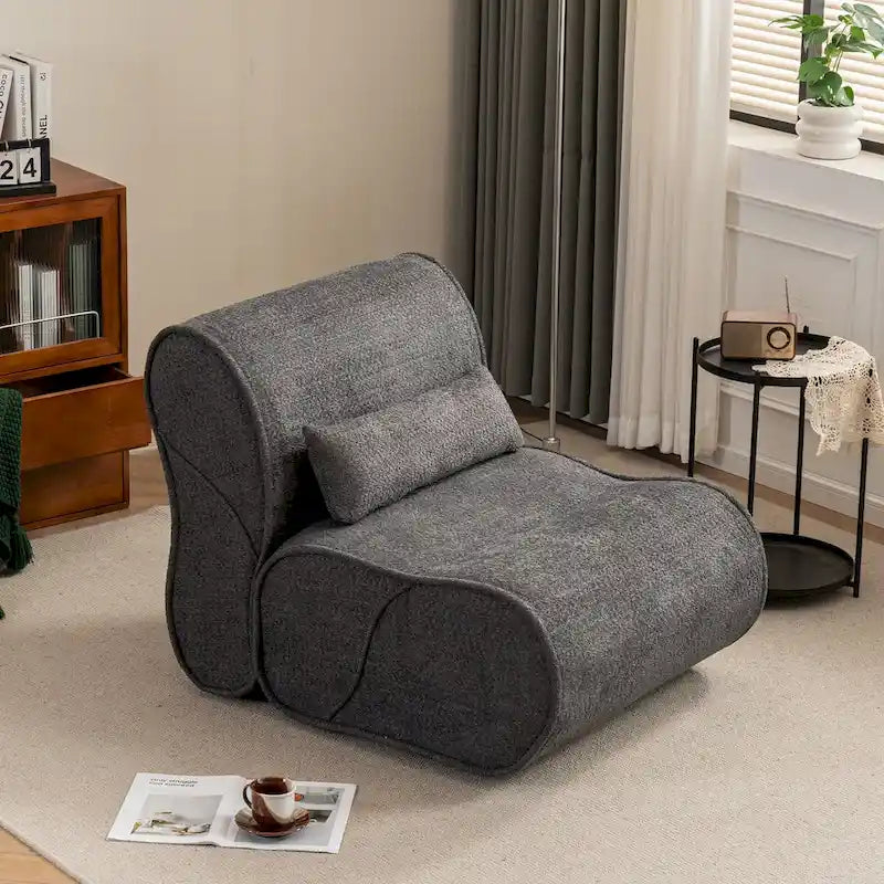 Fauteuil inclinable de salon en velours avec coussin lombaire