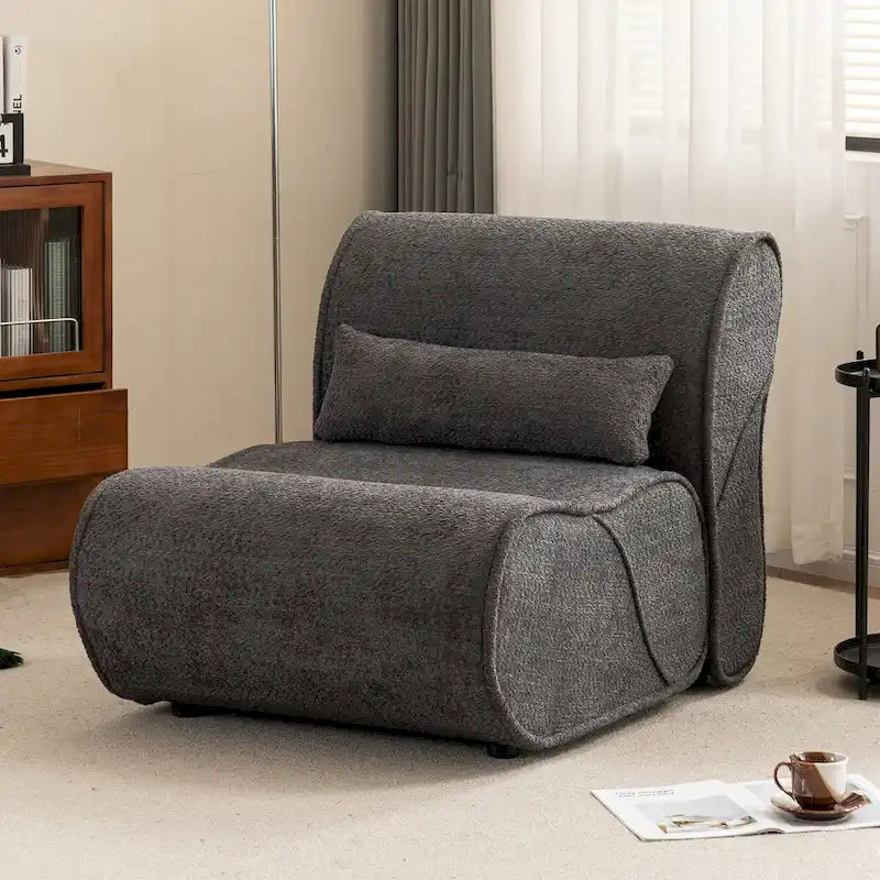Fauteuil inclinable de salon en velours avec coussin lombaire