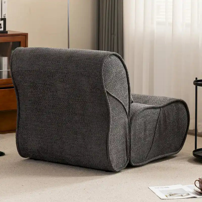 Fauteuil inclinable de salon en velours avec coussin lombaire