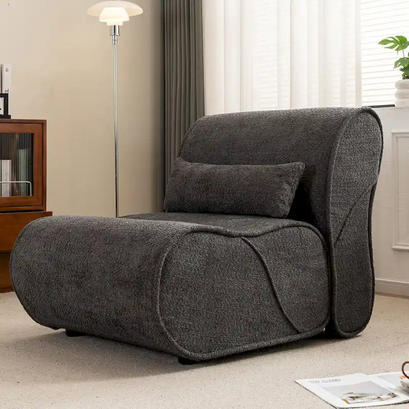 Fauteuil inclinable de salon en velours avec coussin lombaire