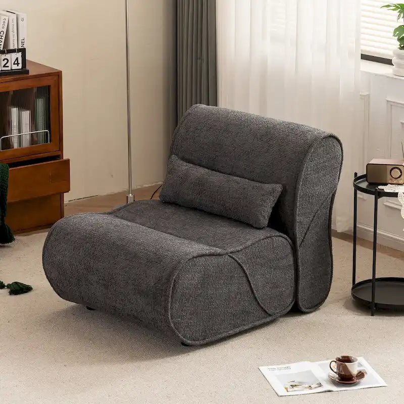Fauteuil inclinable de salon en velours avec coussin lombaire